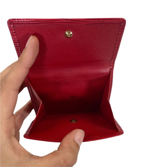 Authentic Louis Vuitton Wallet Credit Epi Porte Feiulle Elise Red Leather Trifol - Picture 9 of 9